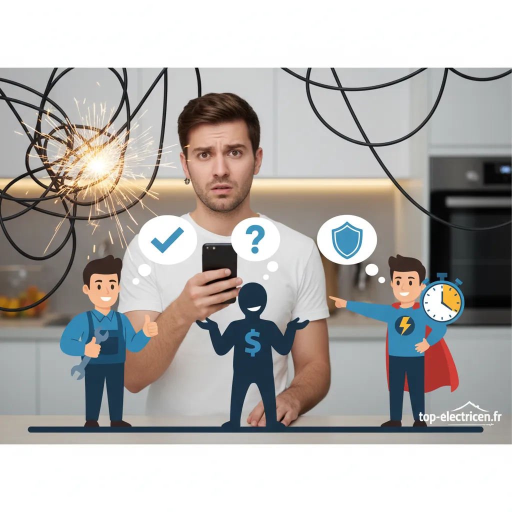 Électricien d'urgence inspectant un tableau électrique