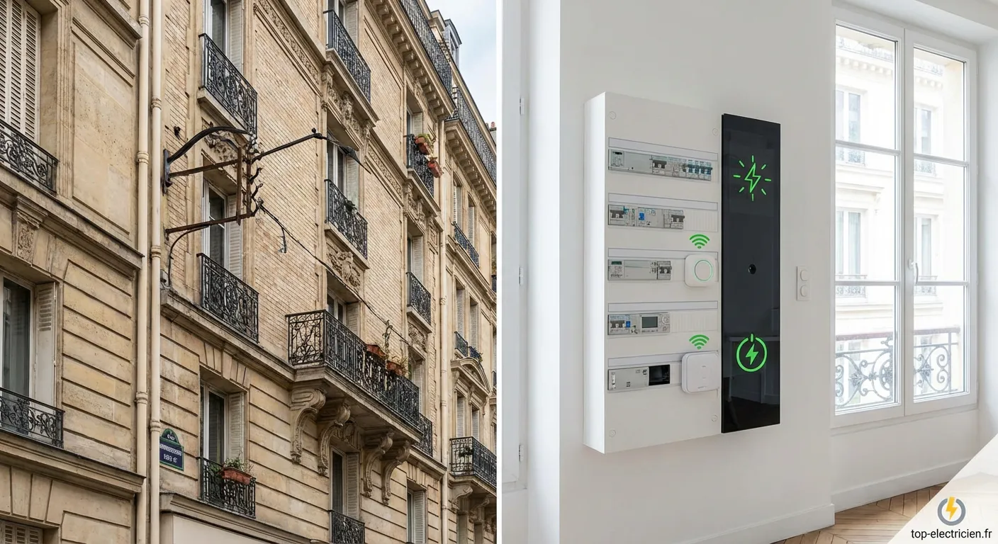 Installation électrique dans un immeuble haussmannien du 16ème arrondissement Paris