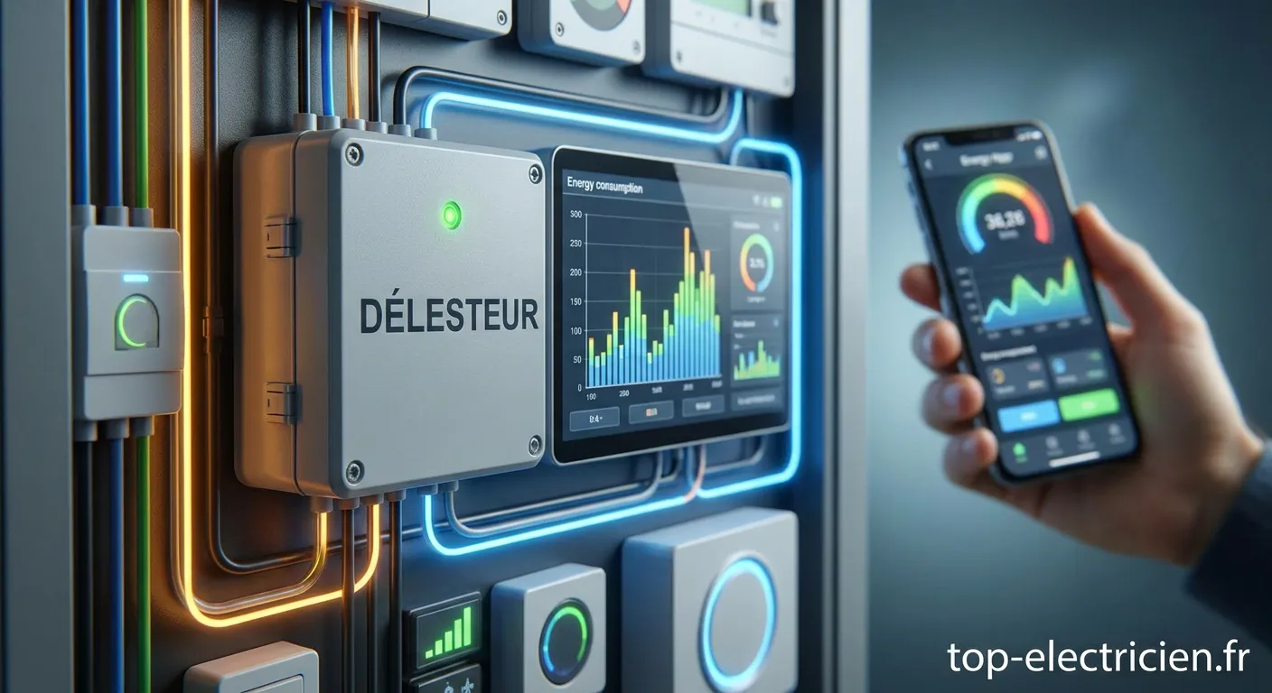 Délesteur électrique connecté dans un tableau de répartition électrique
