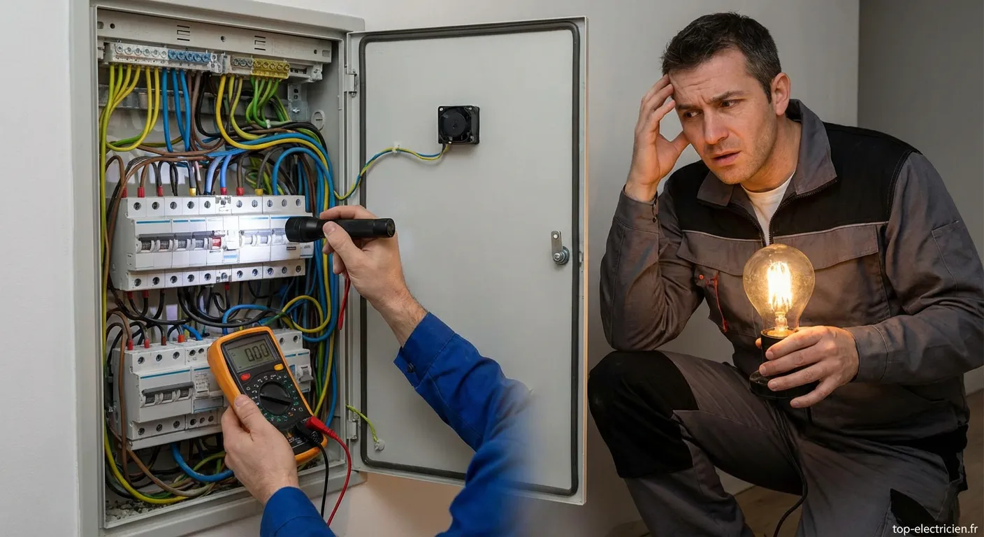 Technicien réalisant un diagnostic d'une baisse de tension électrique inexpliquée