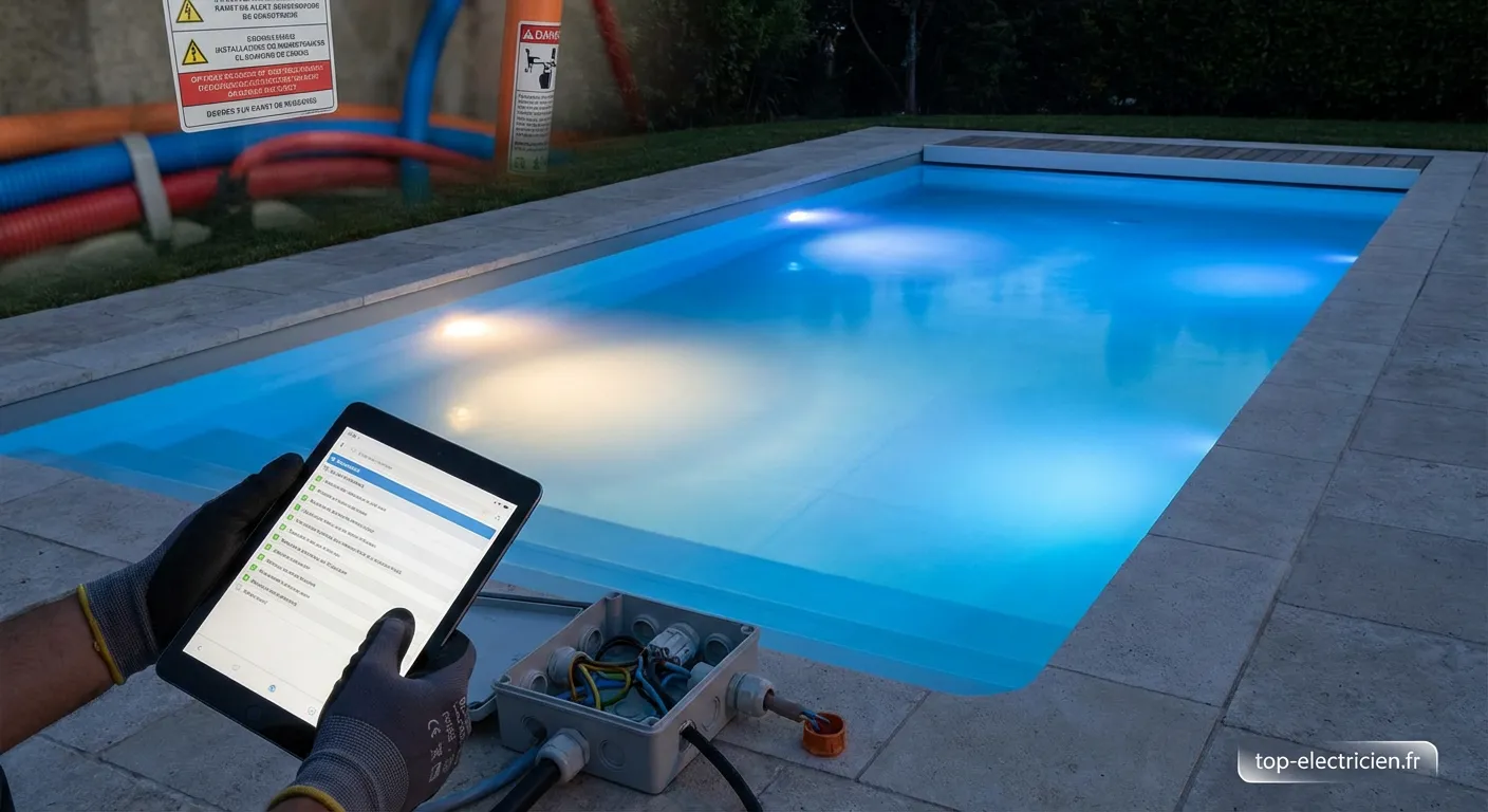 Éclairage électrique sécurisé et réglementé pour piscine