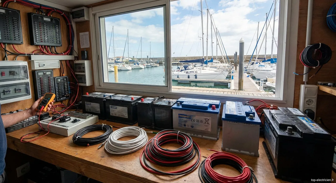 Installation complexe d électricité marine et nautique sur un voilier