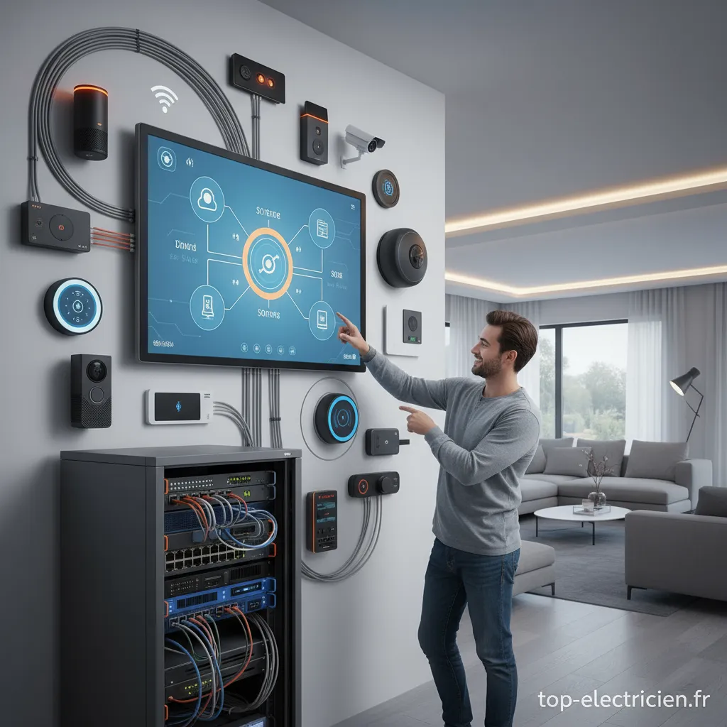 Installation d'un système domotique complet dans une maison moderne.