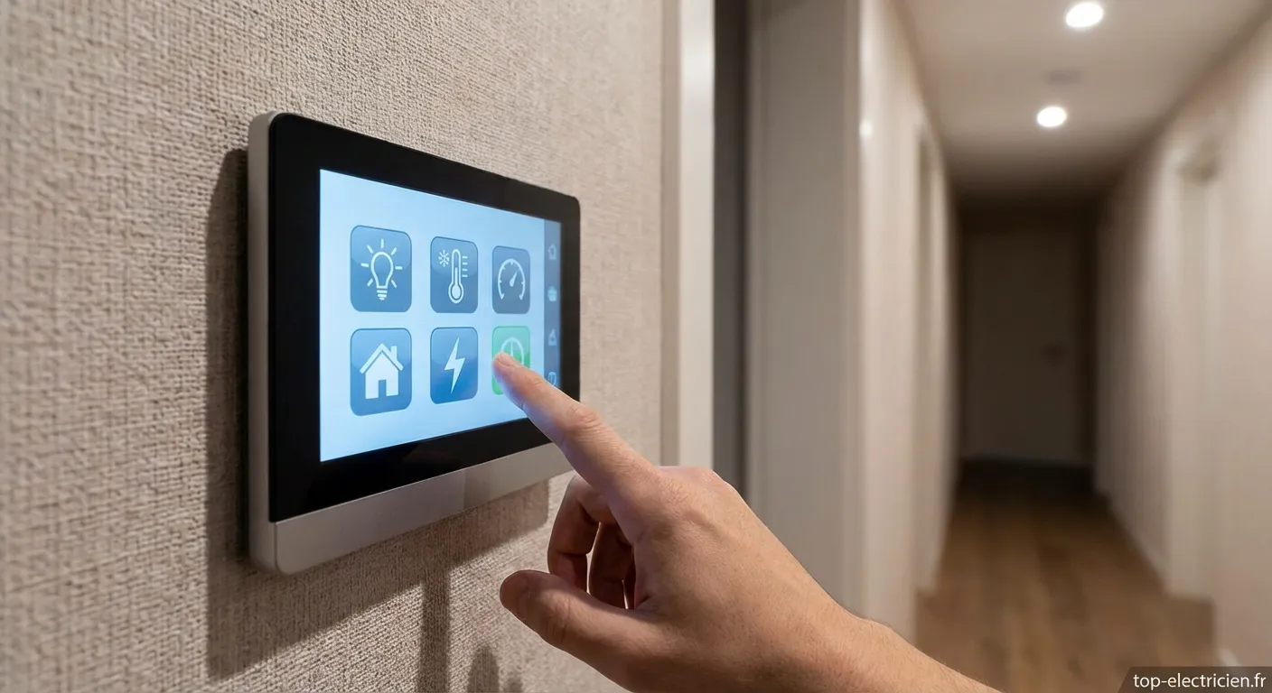 Panneau de contrôle électrique mural tactile moderne installé