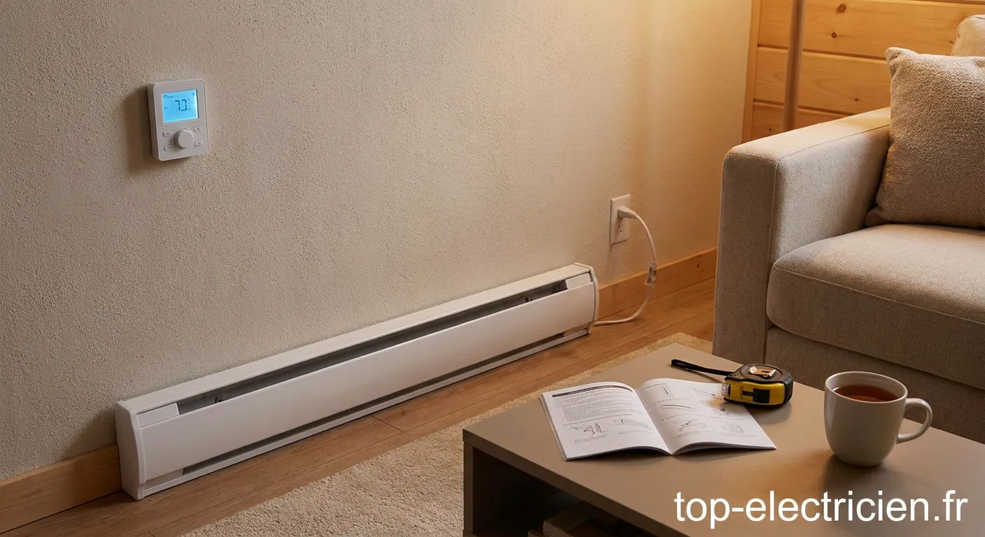 Plinthes chauffantes électriques installées dans un salon moderne