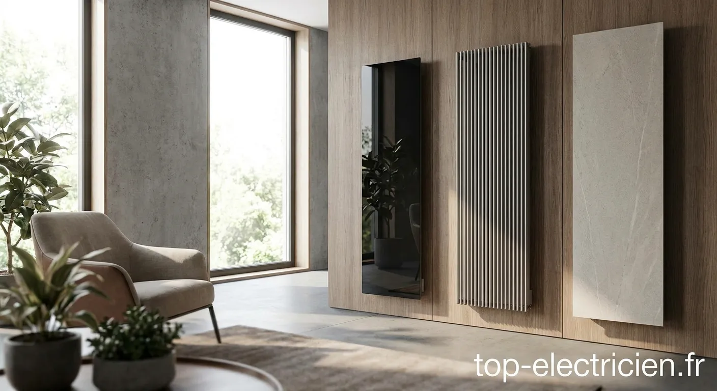 Radiateur électrique moderne avec panneau blanc minimaliste