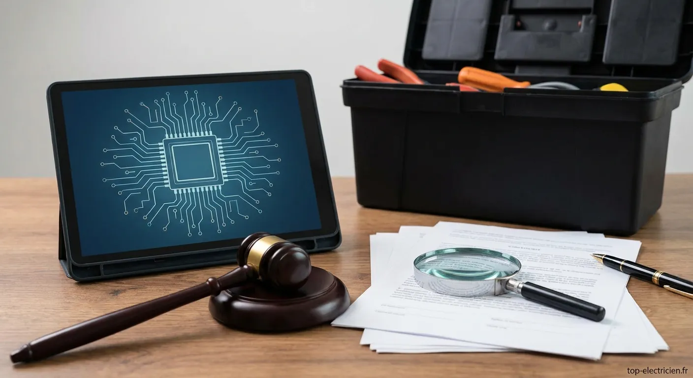 Client en discussion avec un électricien lors d'un litige