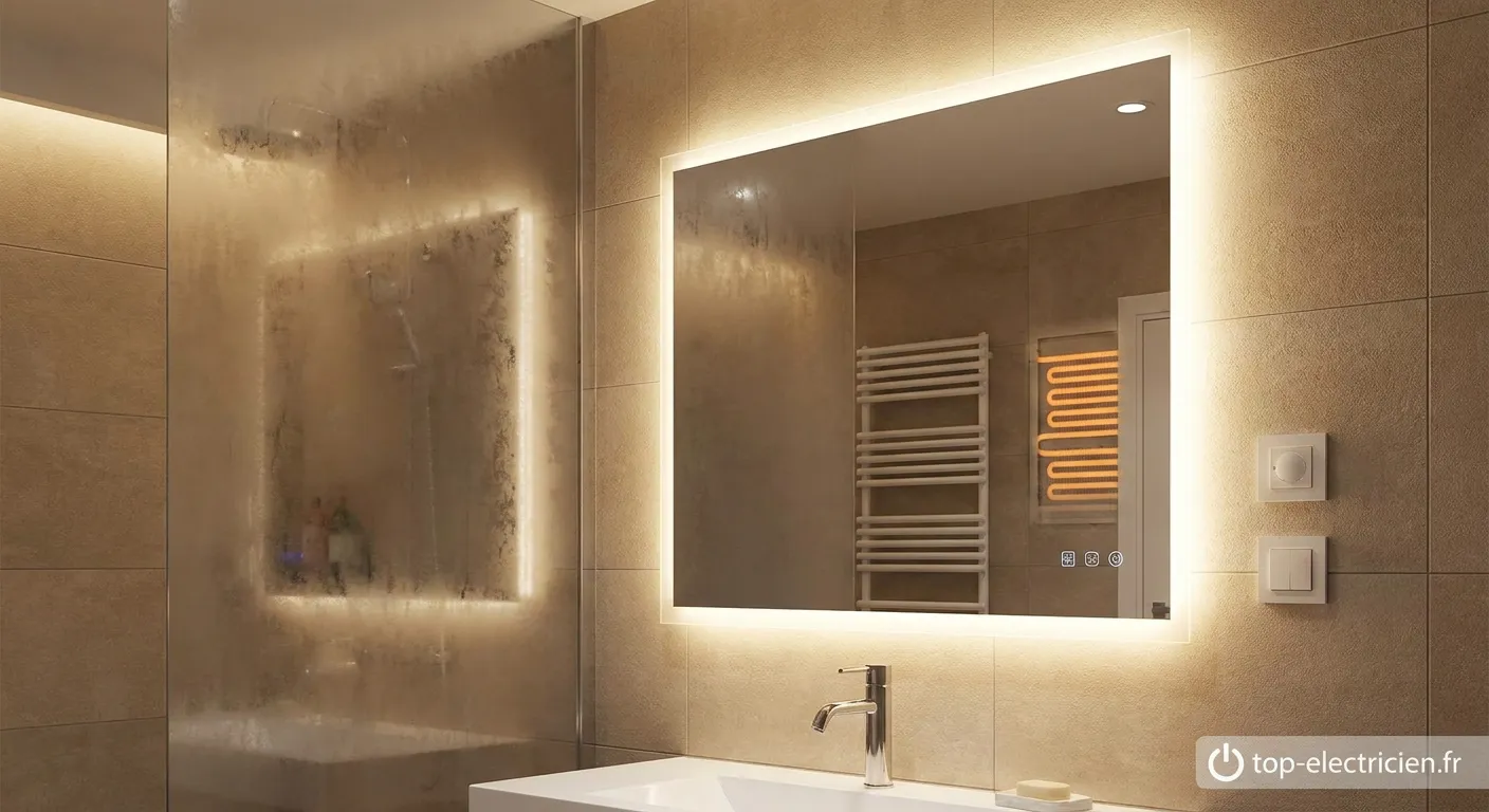 Solutions électriques anti-buée miroir chauffant salle de bain